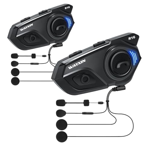 WAYXIN R16 Motorrad Bluetooth Headset –motorradhelm -Intercom mit Dual-Chip, Multi-Audio,IP67 wasserdicht, Musik teilen & FM-Radio, für 6 Personen-Gruppe – Kompatibel mit Anderen Marken(2pc WAYXIN R16 Motorrad Bluetooth Headset –motorradhelm -Intercom mit Dual-Chip, Multi-Audio,IP67 wasserdicht, Musik teilen & FM-Radio, für 6 Personen-Gruppe – Kompatibel mit Anderen Marken(2pc von WAYXIN