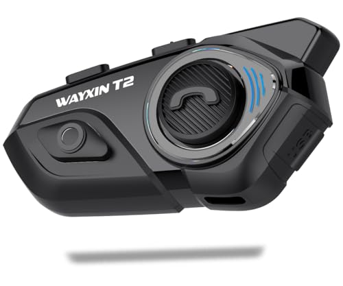 WAYXIN T2 pro Motorrad Headset 1pc,Intercom Motorrad Kommunikationssystem für 15 Stunden Arbeitszeit Helm Headset Motorrad mit Gegensprechanlage 300m Reichweite Headset motorradhelm Keine Funk von WAYXIN