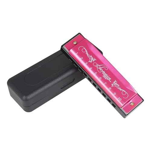 Blues Mundharmonika, C Key Blues Harp Mundharmonika Mundorgel IRIN 10 Löcher Standard Mundharmonikas Mundharmonika für Erwachsene, Profis, Anfänger und Studenten (Rot) von WAZUBC