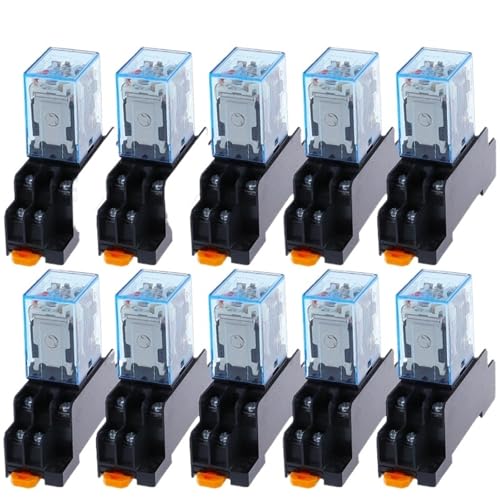 10Set MY2P HH52P MY2NJ 12V 24V DC / 110V 220V AC coil general purpose DPDT micro mini relay with socket base(AC,24V) von WBGZWCDB