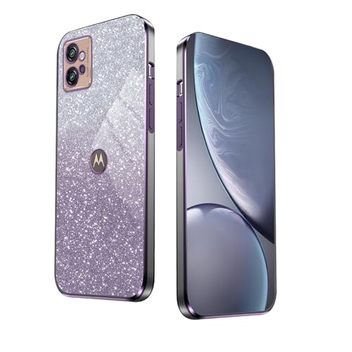 WBWONE Glitter Hülle für Motorola Moto G32, mit Elektroplattiertem Rand, Stoßfestes Handyhülle, Schutzhülle mit Funkeln Aufkleber - Lila WBWONE Glitter Hülle für Motorola Moto G32, mit Elektroplattiertem Rand, Stoßfestes Handyhülle, Schutzhülle mit Funkeln Aufkleber - Lila von WBWONE