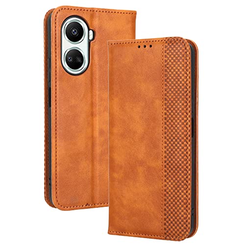 WBWONE Hülle für Huawei Nova 10 SE, Premium TPU/PU Leder Klappbar Schutzhülle Tasche Handyhülle mit Standfunktion & Kartensteckplätzen, Brown von WBWONE