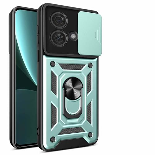 WBWONE Hülle für Motorla Moto Edge 40 Neo, TPU/PC Stoßfest Schutzhülle Handyhülle mit 360 ° Drehung Fingerring Stände Und Verschiebbare Kameraabdeckung, Grün von WBWONE