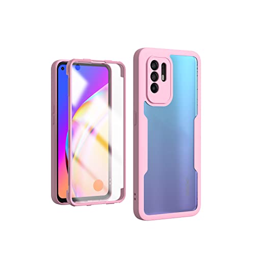 WBWONE Hülle für Oppo A94 5G / Reno 5Z 5G (Reno5 Z 5G) mit Eingebaute Displayschutz, PC Transparente Back Cover, 360 Grad Stoßfest Schutzhülle TPU Robust Handyhülle. Rosa von WBWONE