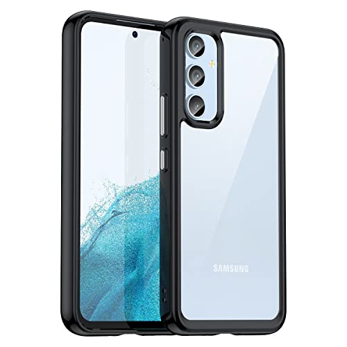 WBWONE Hülle für Samsung Galaxy A54 5G, Handyhülle Silikon Weiche TPU + Transparente Rückwand aus Acryl Stoßfest Durchsichtige Schutzhülle Cover Case (Schwarz) von WBWONE