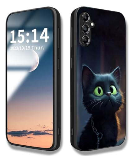 WBWONE Hülle für Samsung Galaxy A54 5G, Handyhülle Weich Silikon TPU Rahmen Süßes Katzenmuster Cover Dünn Case, Stoßfest Kratzfest Schutzhülle - Schwarze Katze von WBWONE