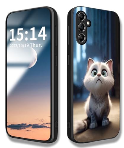 WBWONE Hülle für Samsung Galaxy A54 5G, Handyhülle Weich Silikon TPU Rahmen Süßes Katzenmuster Cover Dünn Case, Stoßfest Kratzfest Schutzhülle - Weiße Katze von WBWONE