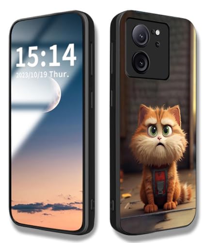 WBWONE Hülle für Xiaomi Mi 13T Pro / 13T 5G, Handyhülle Weich Silikon TPU Rahmen Süßes Katzenmuster Cover Dünn Case, Stoßfest Kratzfest Schutzhülle - Fette Katze von WBWONE