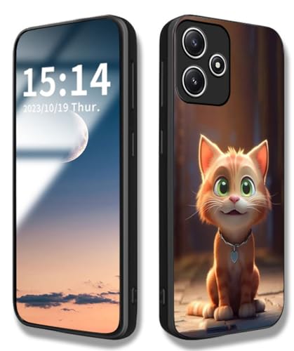 WBWONE Hülle für Xiaomi Redmi 12 4G, Handyhülle Weich Silikon TPU Rahmen Süßes Katzenmuster Cover Dünn Case, Stoßfest Kratzfest Schutzhülle - Orangene Katze von WBWONE