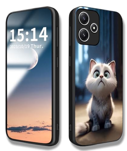 WBWONE Hülle für Xiaomi Redmi 12 4G, Handyhülle Weich Silikon TPU Rahmen Süßes Katzenmuster Cover Dünn Case, Stoßfest Kratzfest Schutzhülle - Weiße Katze von WBWONE