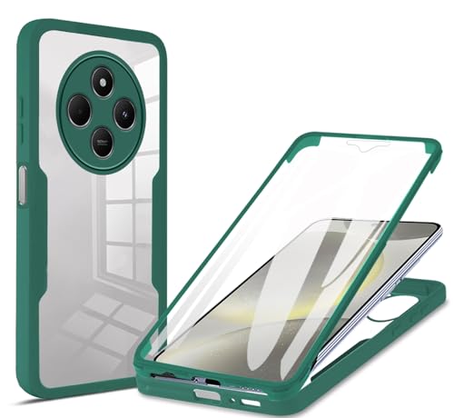 WBWONE Hülle für Xiaomi Redmi 14C mit Eingebaute Displayschutz, PC Transparente Back Cover, 360 Grad Stoßfest Schutzhülle TPU Robust Handyhülle. Grün von WBWONE