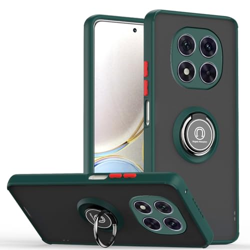 WBWONE Hülle für Xiaomi Redmi Note 14 Pro+ Plus 5G, TPU/PC Stoßfest Handyhülle mit Fingerring Stände, Durchscheinend Gefrostet Anti Fingerabdruck Schutzhülle. Dunkelgrün von WBWONE