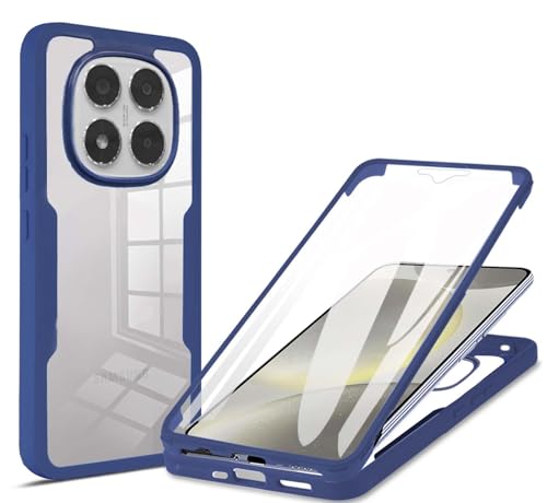 WBWONE Hülle für Xiaomi Redmi Note 14 Pro 5G mit Eingebaute Displayschutz, PC Transparente Back Cover, 360 Grad Stoßfest Schutzhülle TPU Robust Handyhülle. Blau von WBWONE