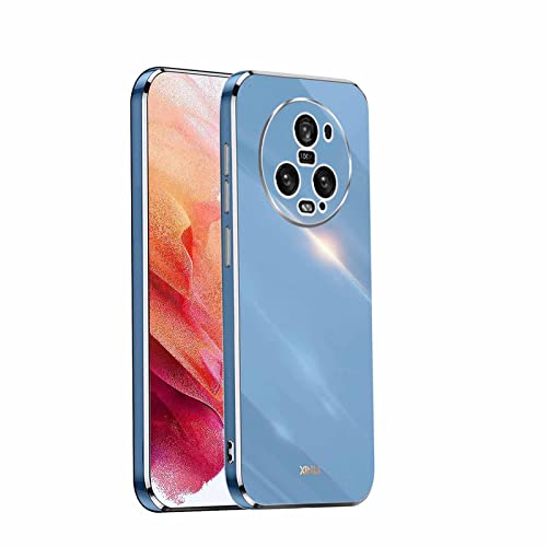 WBWONE Silikon Hülle für Huawei Honor Magic5 Pro (Magic 5 Pro) Case, Handyhülle Golden Galvanisierrahmen Dünne Weiche TPU Soft Stoßfest Schutzhülle Cover Bumper - Blau von WBWONE