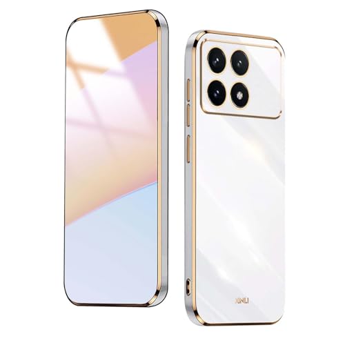 WBWONE Silikon Hülle für Realme 14T 5G Case, Handyhülle Golden Galvanisierrahmen Dünne Weiche TPU Soft Stoßfest Schutzhülle Cover Bumper - Weiß WBWONE Silikon Hülle für Realme 14T 5G Case, Handyhülle Golden Galvanisierrahmen Dünne Weiche TPU Soft Stoßfest Schutzhülle Cover Bumper - Weiß von WBWONE