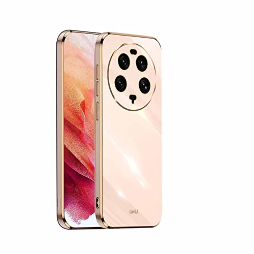 WBWONE Silikon Hülle für Xiaomi Mi 13 Ultra Case, Handyhülle Golden Galvanisierrahmen Dünne Weiche TPU Soft Stoßfest Schutzhülle Cover Bumper - Rosa von WBWONE
