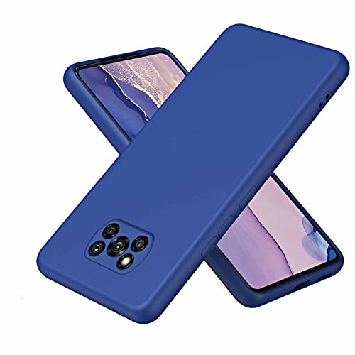 WBWONE Silikon Hülle für Xiaomi Poco X3 NFC/Poco X3 Pro Case, Handyhülle mit Stoffauskleidung Dünne Weiche TPU Soft Stoßfest Schutzhülle Cover Bumper - Blau von WBWONE