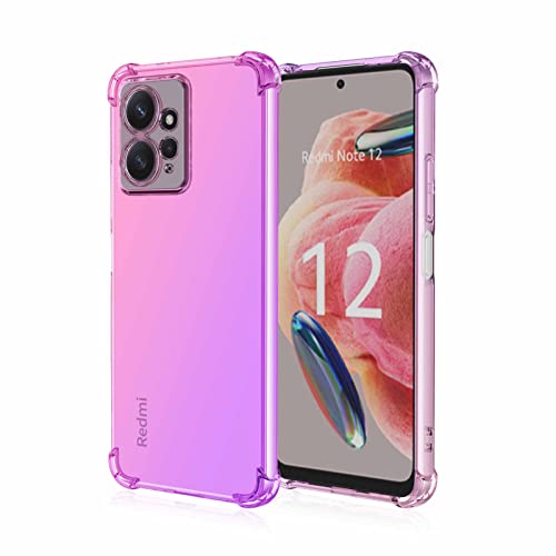 WBWONE Silikon Hülle für Xiaomi Redmi Note 12 4G (6.67") Case, Handyhülle Transparent Dünne Weiche Gradient TPU Soft Stoßfest Durchsichtige Schutzhülle Cover Bumper (Pink Lila) von WBWONE