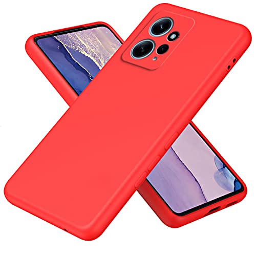 WBWONE Silikon Hülle für Xiaomi Redmi Note 12 4G Case, Handyhülle mit Stoffauskleidung Dünne Weiche TPU Soft Stoßfest Schutzhülle Cover Bumper - Rot von WBWONE