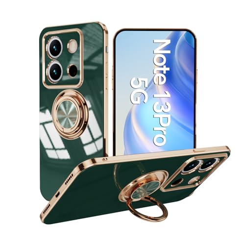 WBWONE Silikon Hülle für Xiaomi Redmi Note 13 Pro 5G / Poco X6 5G mit Drehung Fingerring Stände, Handyhülle Überzug Ultra Dünn Weiche TPU Stoßfest Schutzhülle Cover Bumper - Dunkelgrün von WBWONE