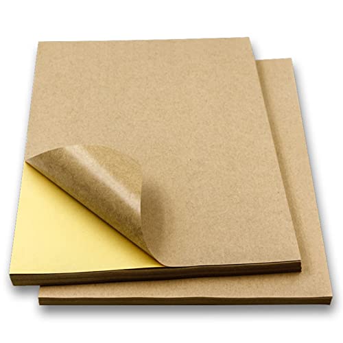 WBYNB A4 Hellbraunes Kraftpapier, 50 Blätter, Selbstklebend, A4 Aufkleber, Für Kopien, Laserdrucker, Tintenstrahldrucker von WBYNB