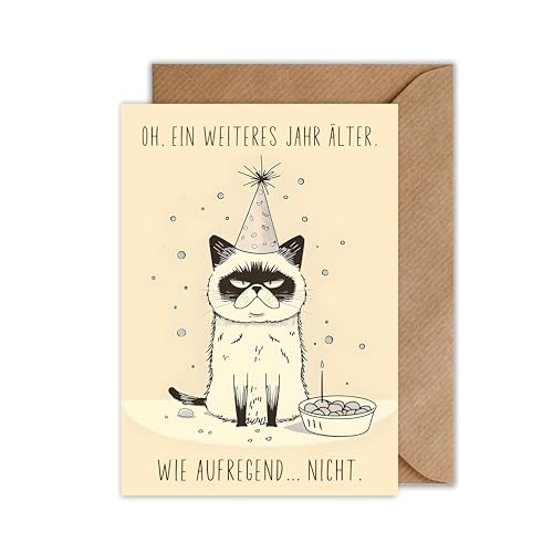 Lustige Geburtstagskarte mit Umschlag - Katzen Geburtstag Karte mit lustigem Spruch Glückwunschkarte zum Geburtstag Witzig (DIN A6) von WBdesignz