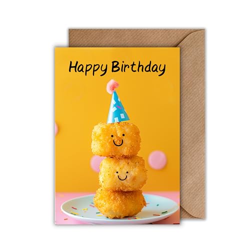 WBdesignz Geburtstag Karte mit Umschlag - Chicken Nugget Geburtstagskarte “Happy Birthday” Glückwunschkarte Geschenkkarte zum Geburtstag Happy Birthday Karte (DIN A6) von WBdesignz