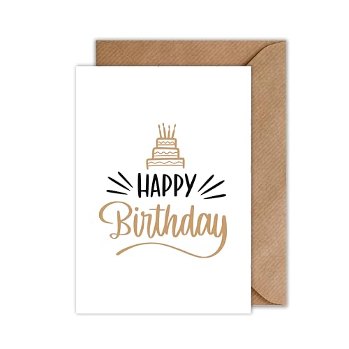WBdesignz Geburtstagskarte mit Umschlag - Gold Schwarz Happy Birthday Karte zum Geburtstag (DIN A6) von WBdesignz