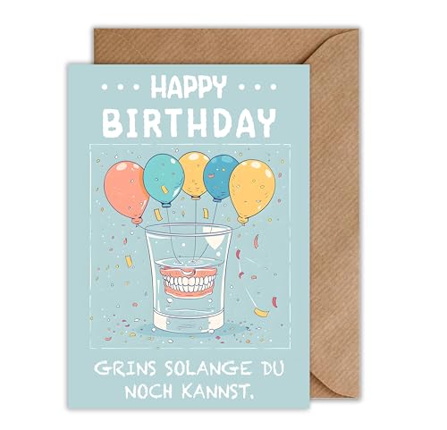 WBdesignz Geburtstagskarte mit lustigem Spruch - Lustige Happy Birthday Karte Grins solange du noch kannst Glückwunschkarte Geburtstag (DIN A6) von WBdesignz