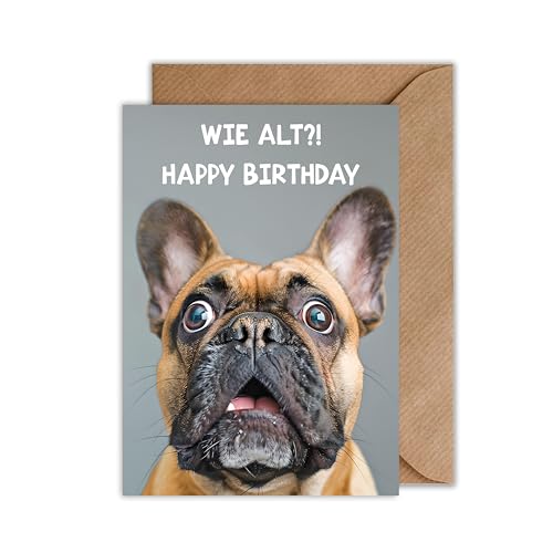 WBdesignz Happy Birthday Bulldogge Karte zum Geburtstag - Lustige Geburtstagskarte Hund Geschenk Glückwunschkarte Geburtstag (DIN A6) von WBdesignz