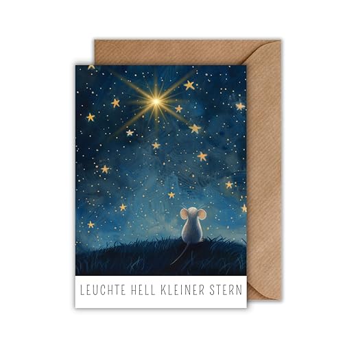 WBdesignz Verträumte Sternenkind Karte mit Umschlag - einfühlsame Karte bei Verlust eines Kindes oder Sternenkinds – liebevolle Erinnerungskarte mit Sternenhimmel & Maus (DIN A6) WBdesignz Verträumte Sternenkind Karte mit Umschlag - einfühlsame Karte bei Verlust eines Kindes oder Sternenkinds – liebevolle Erinnerungskarte mit Sternenhimmel & Maus (DIN A6) von WBdesignz