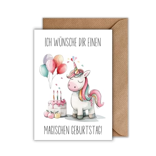 WBdesignz Karte mit Umschlag - magischer Geburtstag Einhorn Unicorn von WBdesignz