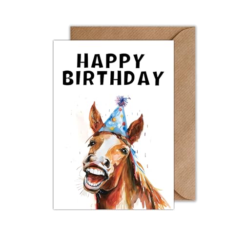 WBdesignz Lustige Karte zum Geburtstag mit Umschlag Happy Birthday Pferd Geburtstagskarte Witzig Glückwunschkarte zum Geburtstag (DIN A6) von WBdesignz