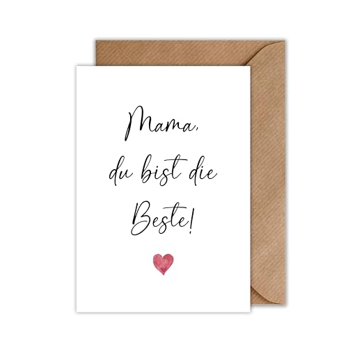 WBdesignz Muttertag Karte mit Umschlag - Mama Karte zum Geburtstag Glückwunschkarte Mama du bist die Beste (DIN A6) von WBdesignz
