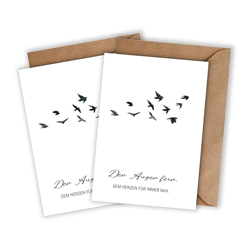 WBdesignz Trauerkarte 2er Pack mit Umschlägen - Vögel Beileidkarte mit Spruch Kondolenzkarte stilvoll minimalistisch Anteilnahme Abschiedskarte Trauer (DIN A6) (2x) von WBdesignz