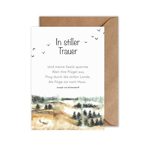WBdesignz Trauerkarte mit Umschlag In Stiller Trauer - Beerdigung Karte mit Zitat - Kondolenz Karte Anteilnahme (DIN A6) von WBdesignz