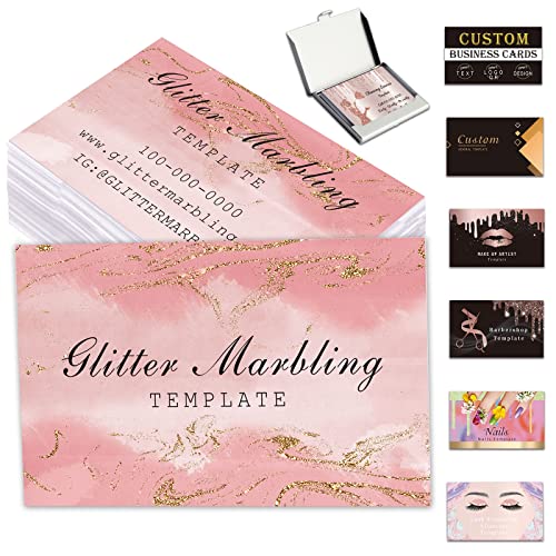 Visitenkarten Personalisierbar 100/500/1000 Stück individuell mit Logo-Text QR-Code personalisierbare glitzernde Marmorierungskarten für kleine Unternehmen 8,9 x 5,1 cm wasserfest doppelseitiger Druck von WBgjsnklbnl