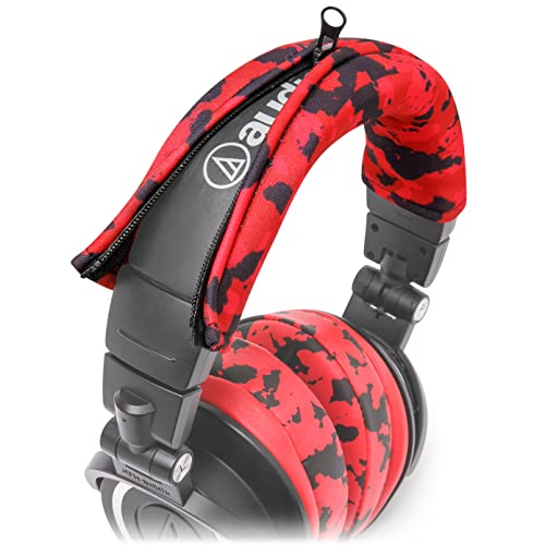 WC BandZ V2 Kopfbügel-Schutzhülle für Audio Technica ATH M Serie Kopfhörer - Maschinenwaschbar, kein abblätterndes Leder mehr - Kompatibel mit M50X / M50XBT / M50 / M40X & mehr | (Red Camo) von WC