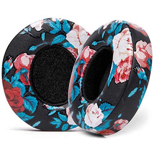 WC Extra Dicke Ersatz-Ohrpolster für Beats Solo 2 & 3 Wireless On-Ear-Kopfhörer von Wicked Cushions – Weiches Leder, luxuriöser Memory-Schaum, starker Klebstoff | Floral Black von WC