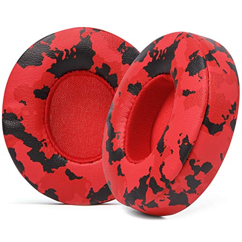 WC Extra Dicke Ersatz-Ohrpolster für Beats Solo 2 & 3 Wireless On-Ear-Kopfhörer von Wicked Cushions – Weiches Leder, luxuriöser Memory-Schaum, starker Klebstoff | Red Camo von WC