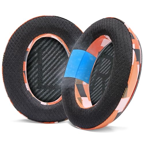 WC Freeze QC35 – Kühlgel-Ohrpolster für Bose QC35 und QC35ii (QuietComfort 35) Kopfhörer und mehr | Atmungsaktives Sportgewebe, kühlendes Gel, extra dick und länger kühl | Orange Prism von WC