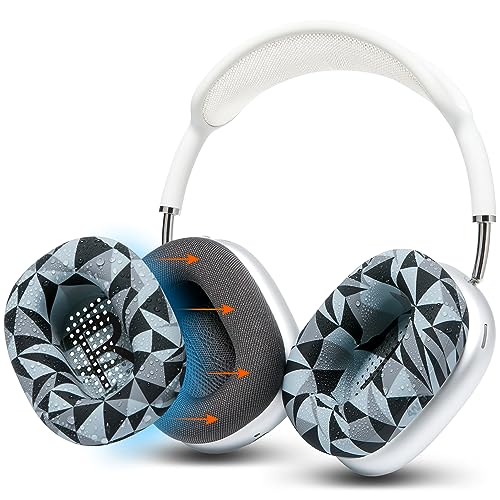 WC SweatZ Max – schützende Kopfhörer-Ohrhüllen für Apple Airpods Max, hergestellt von Wicked Cushions | Nur kompatibel mit Apple Airpods Max | Schweißfest und leicht waschbar | Geo Grey von WC