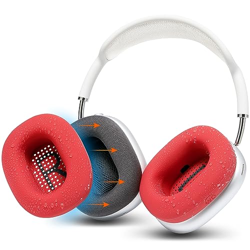 WC SweatZ Max – schützende Kopfhörer-Ohrhüllen für Apple Airpods Max, hergestellt von Wicked Cushions | Nur kompatibel mit Apple Airpods Max | Schweißfest und leicht waschbar | Red von WC