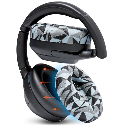 WC SweatZ XM4 – schützende Kopfhörer-Ohrhüllen für Sony WH1000XM4 von WC | Nur kompatibel mit Sony XM4 Over-Ear-Kopfhörern | Schweißfest und leicht waschbar | Geo Grey von WC