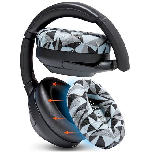 WC SweatZ XM4 – Patentierte Schweißschutz-Ohrpolster für Sony WH1000XM4 von WC | Silikon-Ohrpolster für Sony WH-1000XM4-Kopfhörer | Schweißfest und leicht waschbar | Geo Grey von WC
