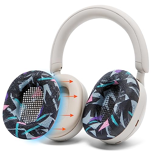 WC SweatZ XM5 – Patentierte schützende Ohrpolster für Sony WH1000XM5 von WC | Nur kompatibel mit Over-Ear-Kopfhörern Sony XM5 | Schweißfest und leicht waschbar | 90's Black von WC