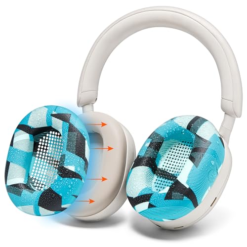 WC SweatZ XM5 – Patentierte schützende Ohrpolster für Sony WH1000XM5 von WC | Nur kompatibel mit Over-Ear-Kopfhörern Sony XM5 | Schweißfest und leicht waschbar | Cyan Prism von WC