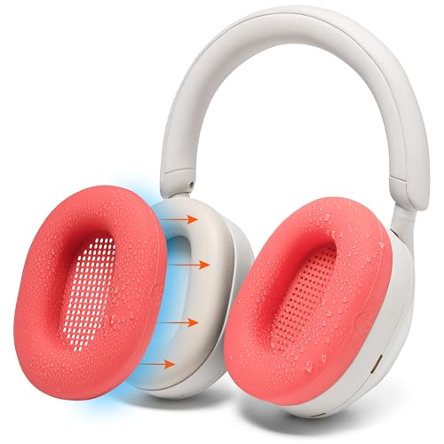 WC SweatZ XM5 – Patentierte schützende Ohrpolster für Sony WH1000XM5 von WC | Nur kompatibel mit Over-Ear-Kopfhörern Sony XM5 | Schweißfest und leicht waschbar | Red von WC