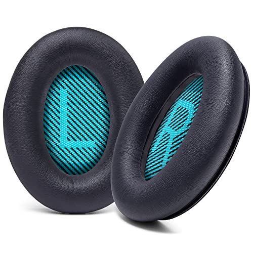 WC Wicked Cushions Premium-Ersatz-Ohrpolster für Bose-Kopfhörer – kompatibel mit QC15 / QC25 / QC35 & 35 ii / QC2 / AE2 / AE2i / AE2W / Soundlink – weicheres Leder, luxuriöser Memory-Schaum | Black von WC