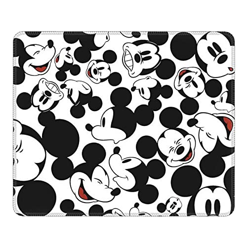 Mickey Mouse Face Gaming-Mauspad, quadratisch, rutschfest, Gummi, mit genähten Kanten, für Büro, Laptop, Computer, PC, kabellose Mäuse, 25,4 x 30,5 cm von WCRSAIN